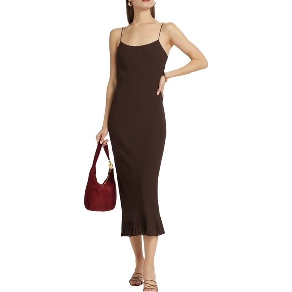 NWT REFORMATION Suki Maxi Dress Brown Sz 12 - Picture 1 of 6